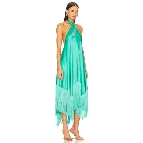 Cult Gaia ALI Fringe silk DRESS - ERBA size M - Picture 4 of 9
